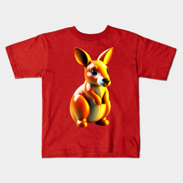 Cute Cartoon Kangaroo 3D Render Kids T-Shirt by Rahul Store 24